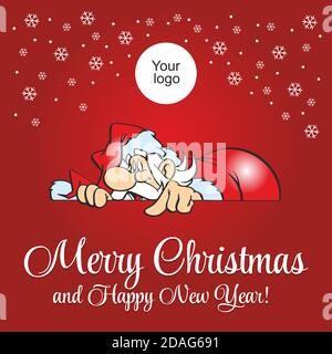 Weihnachtsmann auf rotem Hintergrund. Frohe Weihnachten und ein glückliches neues Jahr! Weihnachtskarte. Abbildung, Vektor Stock Vektor