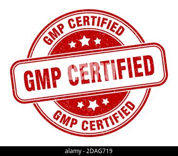 gmp-zertifizierter Stempel. gmp-zertifiziertes Schild. Rundes Grunge-Etikett Stock Vektor