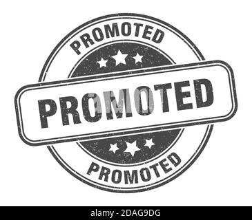 Beförderte Marke. Beförderte Zeichen. Runde Grunge Etikett Stock Vektor