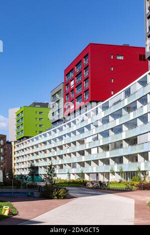 Moderne Architektur des Stadtteils Konepaja in Helsinki, Finnland Stockfoto