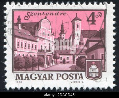 UNGARN - UM 1980: Briefmarke gedruckt von Ungarn, zeigt Szentendre, um 1980 Stockfoto