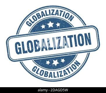 Globalisierungsstempel. Globalisierungszeichen. Rundes Grunge-Etikett Stock Vektor