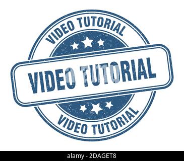 Video Tutorial Stempel. Video Tutorial Zeichen. Runde Grunge Etikett Stock Vektor
