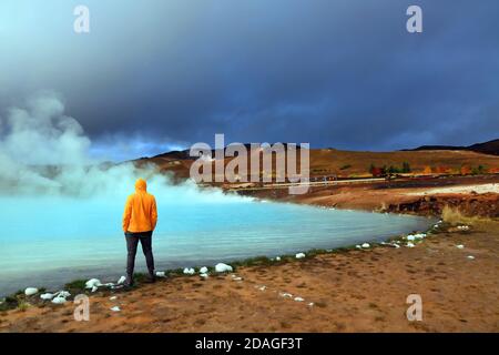 Geothermische Region von Hverir in Island in der Nähe von Myvatn Lake, Island, Europa Stockfoto