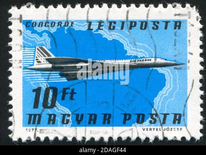 UNGARN - UM 1977: Stempel gedruckt von Ungarn, zeigt Flugzeug, um 1977 Stockfoto