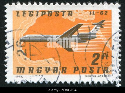 UNGARN - UM 1977: Stempel gedruckt von Ungarn, zeigt Flugzeug, um 1977 Stockfoto