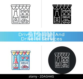 Fahren Sie durch das Symbol des Spirituosenladens Stock Vektor