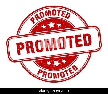 Beförderte Marke. Beförderte Zeichen. Runde Grunge Etikett Stock Vektor