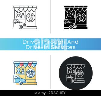 Fahren Sie durch das Symbol des Molkereiladens Stock Vektor