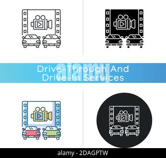 Fahren Sie durch das Kino-Symbol Stock Vektor
