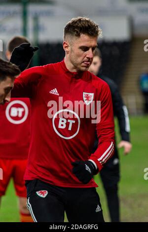 Swansea, Großbritannien. November 2020. Joe Rodon aus Wales beim Warm Up. Internationales Freundschaftsspiel, Wales gegen USA im Liberty Stadium in Swansea am Donnerstag, 12. November 2020. Dieses Bild darf nur für redaktionelle Zwecke verwendet werden. Nur redaktionelle Verwendung, Lizenz für kommerzielle Nutzung erforderlich. Keine Verwendung in Wetten, Spiele oder ein einzelner Club / Liga / Spieler Publikationen. PIC von Lewis Mitchell / Andrew Orchard Sport Fotografie / Alamy Live News Kredit: Andrew Orchard Sport Fotografie / Alamy Live News Stockfoto