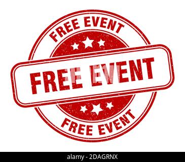 Freie Veranstaltungsmarke. Freies Veranstaltungsschild. Rundes Grunge-Etikett Stock Vektor
