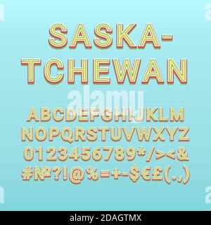 Saskatchewan vintage 3d Vektor Alphabet Satz Stock Vektor