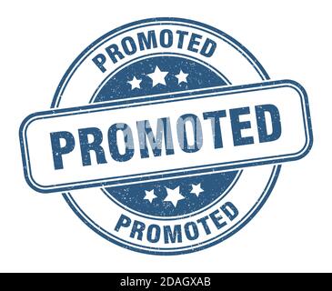 Beförderte Marke. Beförderte Zeichen. Runde Grunge Etikett Stock Vektor
