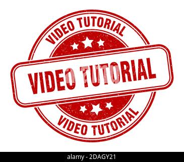 Video Tutorial Stempel. Video Tutorial Zeichen. Runde Grunge Etikett Stock Vektor