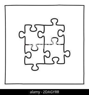 Doodle Puzzle-Symbol oder Logo, von Hand mit dünnen schwarzen Linie gezeichnet. Stock Vektor