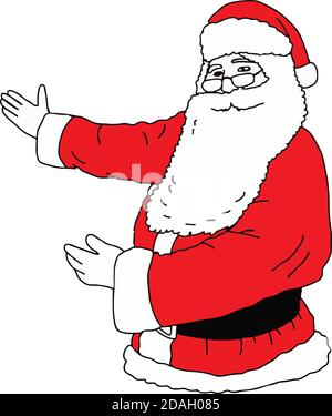 Illustrationsvektor Hand gezeichnet von Santa Claus präsentiert etwas isoliert Auf weißem Hintergrund Stock Vektor