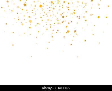 Goldene Sterne Rahmen auf weißem Hintergrund. Glitzer-Stern elegante Designelemente. Goldene Sternschnuppen. Magische Dekoration Bordüre. Weihnachtliche Textur. Vektor Stock Vektor