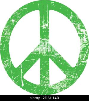 Illustration Vektor grün Grunge Ellipse Friedenszeichen Symbol isoliert auf Weißer Hintergrund Stock Vektor