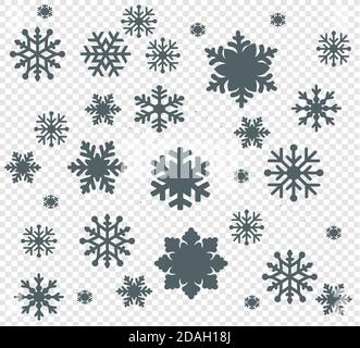 Schneeflocken eingestellt. Hintergrund für Winter und weihnachten Thema. Vektorgrafik. Stock Vektor