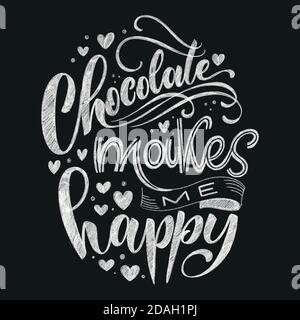 Chocolate Hand Lettering Kreide Zitat. Weihnachten Winter Wort Komposition. Vektor Design Elemente für T-Shirt, Tasche, Poster, Karte, Aufkleber und Menü Stock Vektor