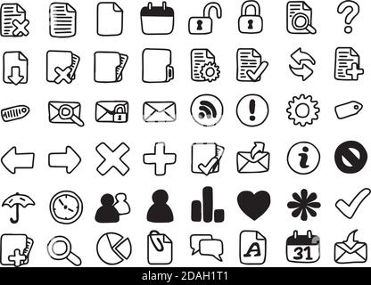 Illustration Vektor Doodle Hand gezeichnet von schwarz und weiß Computer Symbolsatz Stock Vektor