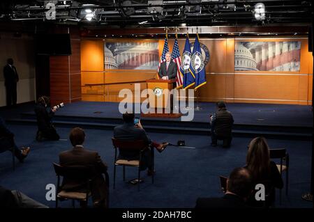 Washington, Usa. November 2020. Kevin McCarthy (R-CA), Vorsitzender der Minderheitenhausgruppe, spricht auf seiner Pressekonferenz. Kredit: SOPA Images Limited/Alamy Live Nachrichten Stockfoto