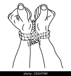 Von Hand aus Händen gezogene Seile. Menschenrechtes Konzept Stock Vektor