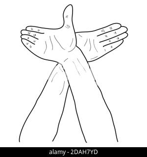 Hand gezeichnet von Händen als Symbol des Menschenrechts. Abbildung. Vektor Stock Vektor