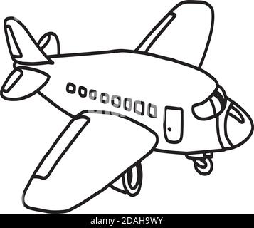 Illustrationsvektor handgezeichneter Doodle von Flugzeug-Symbol isoliert auf Weißer Hintergrund Stock Vektor