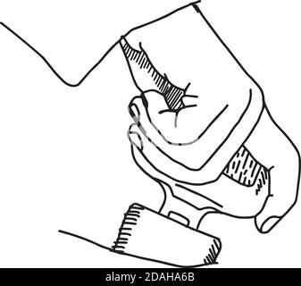 Illustration Vektor Doodle Hand gezeichnet von Skizze Hand Befestigung Sitz Gürtel im Auto Stock Vektor