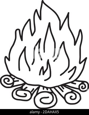 vektor-Illustration Handgezeichnete Skizze des Lagerfeuers isoliert auf weiß Hintergrund Stock Vektor