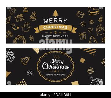 Frohe weihnachten und glückliches neues Jahr Grußkarte mit vintage goldene Vorlage Hintergrund. Für Banner, Poster, Cover und alle Medien. Stock Vektor