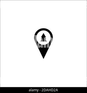 Schwarzer Kartenzeiger Symbol mit weihnachtsbaum auf weißem Hintergrund, Karte Pin flach Design-Stil moderne Symbol, Marker Zeichen, Navigation, Vektor-Illustration Stock Vektor