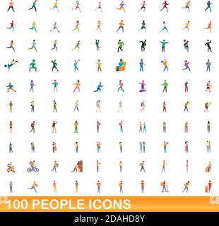 100 Personen Symbole gesetzt. Cartoon Illustration von 100 Personen Symbole Vektor auf weißem Hintergrund einstellen Stock Vektor