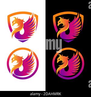 Phoenix Rising Wings Logo Design Vektor Vorlage. Luxus-Corporate Falcon Eagle Hawk Vogel Logo-Konzept-Symbol. Stock Vektor