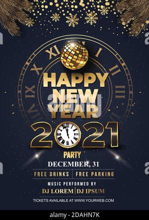 2021 Frohes neues Jahr Hintergrund für Ihre Flyer und Grüße Karte oder Neujahr themed Party Einladungen Stock Vektor