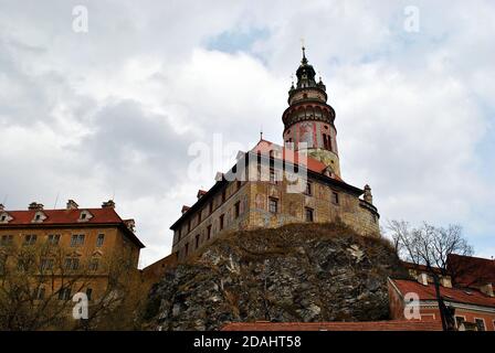 Cesky Krumlov, Tschechische Republik - Mai 2014. Mittelalterliche Burg in Cesky Krumlov in der Tschechischen Republik 26. Mai 2014. Stockfoto