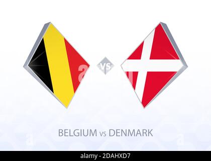 Europa-Fußball-Wettbewerb Belgien gegen Dänemark, Liga A, Gruppe 2. Vektorgrafik. Stock Vektor