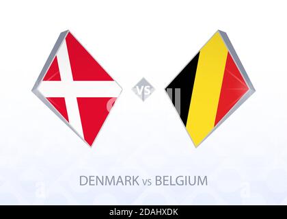 Europa-Fußball-Wettbewerb Dänemark gegen Belgien, Liga A, Gruppe 2. Vektorgrafik. Stock Vektor