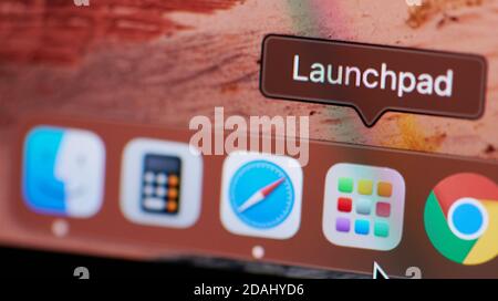 New york, USA - 13. November 2020: Launchpad-Symbol auf dem macos-Dock-Bildschirm Nahaufnahme Stockfoto