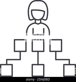 Geschäftsorganisation Diagramm Symbol, lineare isolierte Illustration, dünne Linie Vektor, Web-Design-Zeichen, Umriss Konzept Symbol mit editierbaren Strich ein Stock Vektor