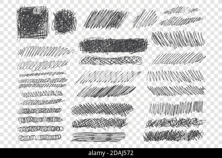 Tinte Stift Scribble Vektor Illustrationen Set Stock Vektor