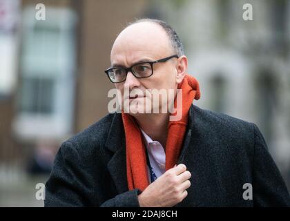 London, Großbritannien. November 2020. Dominic Cummings, Chefberater von Boris Johnson, kommt an seinem letzten Arbeitstag in der Downing Street an. Später an diesem Tag verließ er 10 Downing Street für immer. Kredit: Mark Thomas/Alamy Live Nachrichten Stockfoto