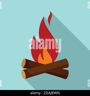 Hunter Lagerfeuer Ikone, flacher Stil Stock Vektor