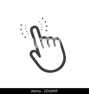 Klicken Sie auf das Symbol für den Handcursor. Klicken Sie auf das Symbol Hand. Isolierter Vektor-Finger-Zeiger auf weißem Hintergrund Stock Vektor