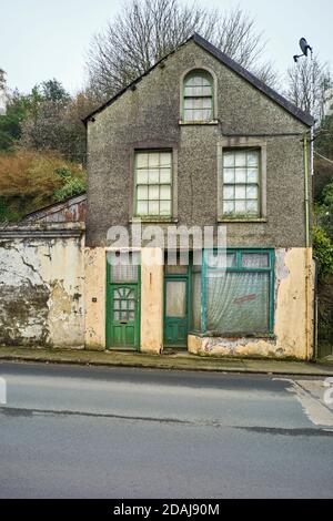 Verlassene Gebäude im Zentrum von Laxey Stockfoto