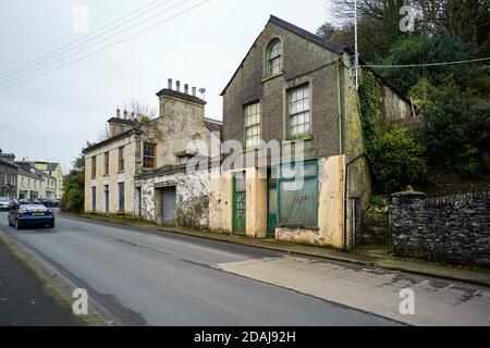 Leere und verlassene Gebäude im Zentrum von Laxey, Isle of man Stockfoto