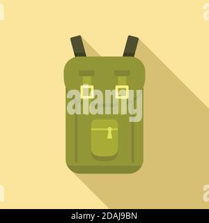 Safari Jagdreucksack Ikone, flacher Style Stock Vektor