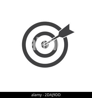 Zielsymbol in Schwarz auf weißem Hintergrund. Vektorgrafik. Stock Vektor